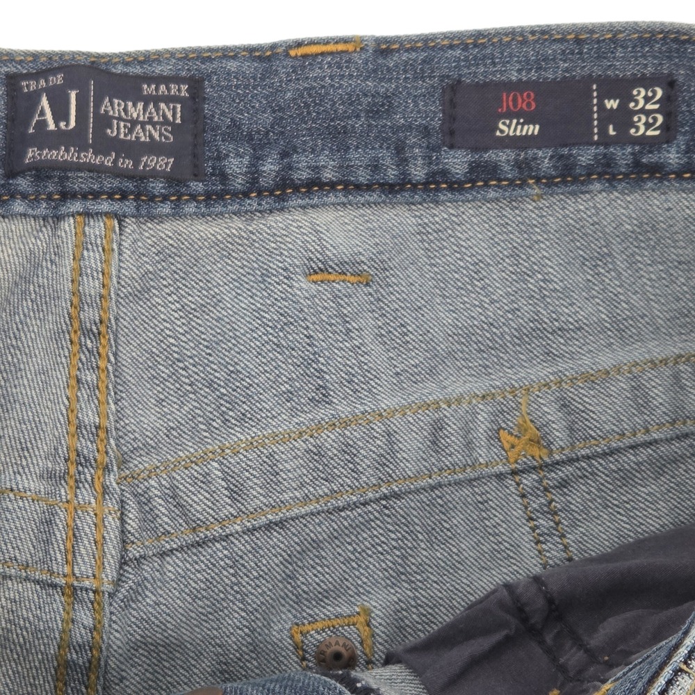 Armani Jeans J08 Slim Fit Mens 32x32 Blue Dark Wash Denim Casual Streetwear - Picture 4 of 9